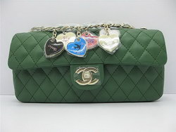 AAA Chanel Classic Quilted Shoulder Bags Lambskin 46513 Green Fake